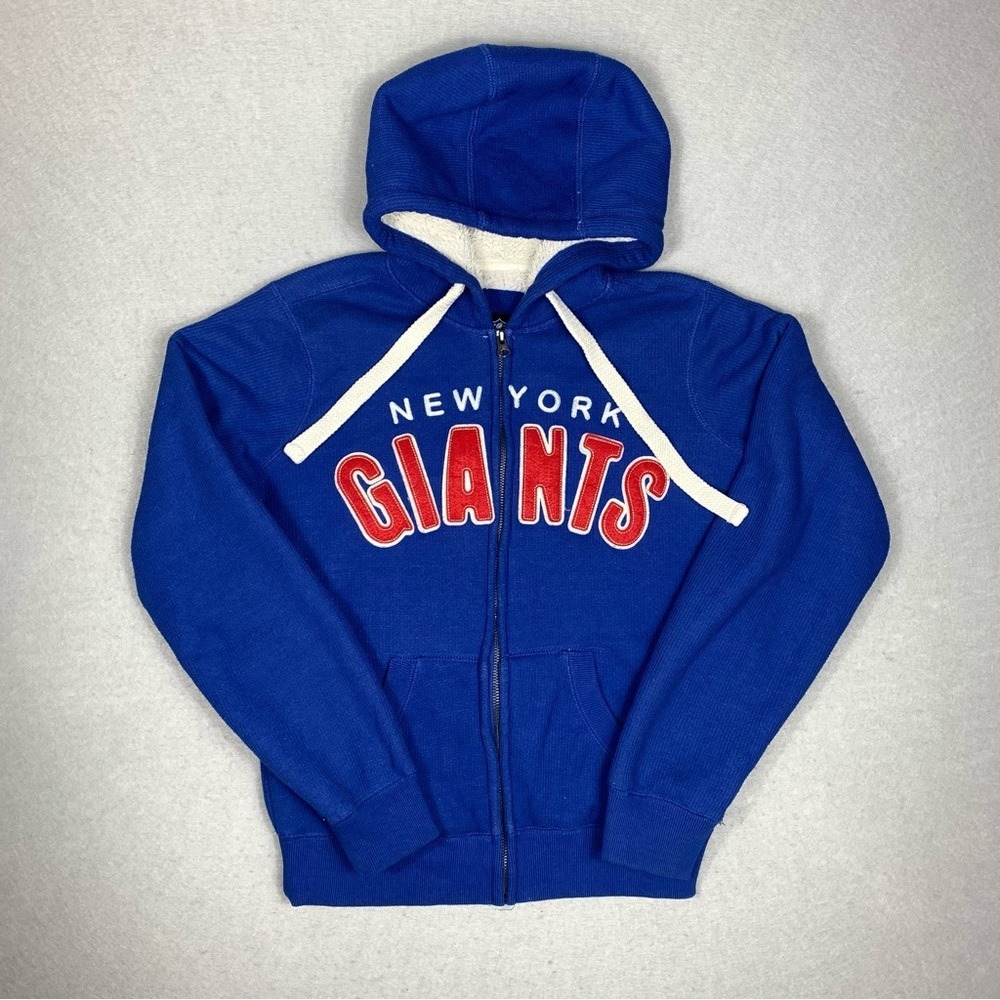 New York Giants Jacket Womens Small NFL Football Knit Sherpa Zip Sweater Hoodie